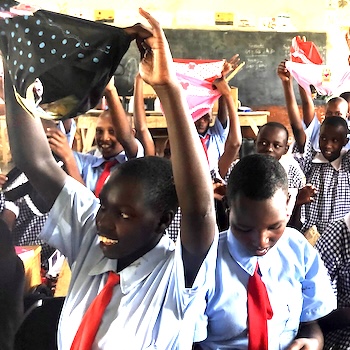 SAG Kit Distribution image showing Olochura Primary School girls receiving 57 kits in Aitong, Kenya on Jan 27, 2025