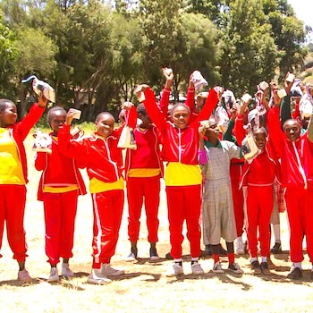 SAG Kit Distribution image showing Kihuhiro Primary School girls receiving 123 kits in Pura, Kenya on Feb 25, 2025