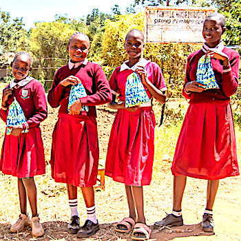 SAG Kit Distribution image showing Sifuyo Primary School girls receiving 142 kits in Sifuyo, Kenya on Jan 16, 2026