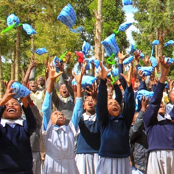 SAG Kit Distribution image showing Kahuho Primary School girls receiving 182 kits in Naromoru, Kenya on Feb 5, 2026