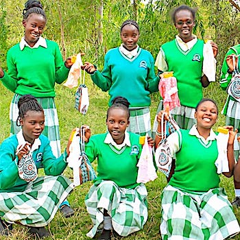 SAG Kit Distribution image showing Irura Secondary School girls receiving 113 kits in Sweetwater, Kenya on Feb 12, 2026