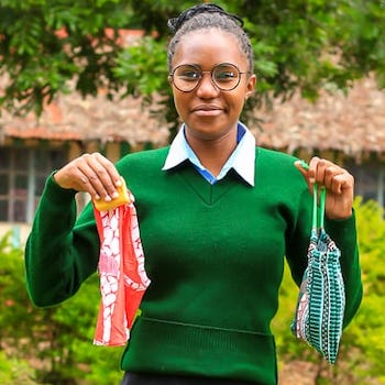 SAG Kit Distribution image showing Kianguenyi Secondary School girls receiving 145 kits in Kerugoya, Kenya on Feb 24, 2026