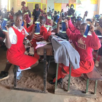 SAG Kit Distribution image showing Kalagala Primary School girls receiving 134 kits in Kalagala, Uganda on Mar 17, 2026