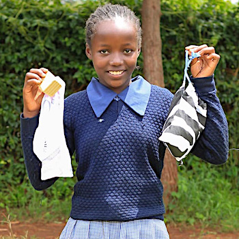 SAG Kit Distribution image showing Kathaka Primary School girls receiving 321 kits in Kagio, Kenya on Mar 30, 2026