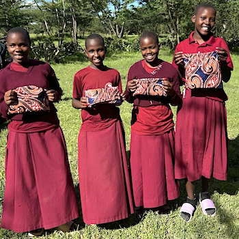 SAG Kit Distribution image showing Soitsambu Secondary School girls receiving 100 kits in Ngorongoru, Tanzania on Mar 27, 2026
