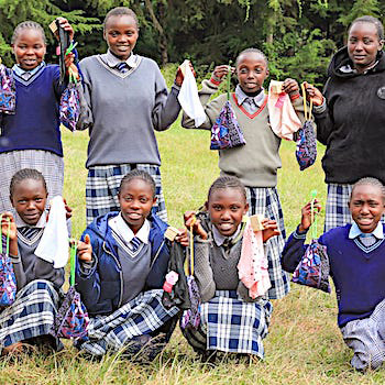 SAG Kit Distribution image showing Ngandu Girls School girls receiving 71 kits in Ngandu, Kenya on June 2, 2026