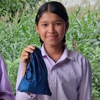 SAG Kit Distribution image showing Pragyan Academy girls receiving 122 kits in Dang, Nepal on July 20, 2026