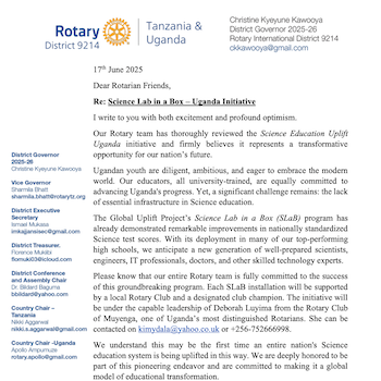 Letter from DG